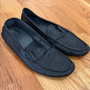 Men’s Pollini Black Perforated Leather Penny Loafers